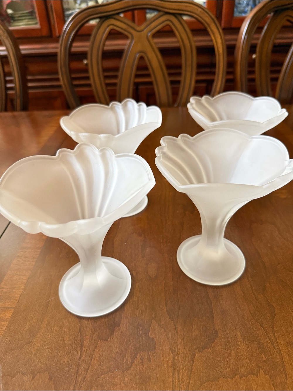 VTG set of 4 Borgonovo Italy frosted glass Sorbet Ice Scream Parfait glasses